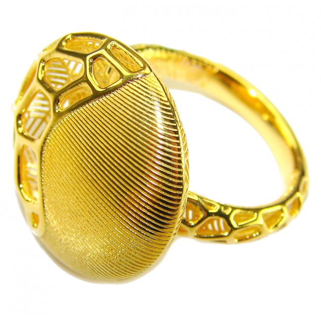 Dubai Style .925 Sterling Silver dipped in 22K Gold handmade Large ring size 9