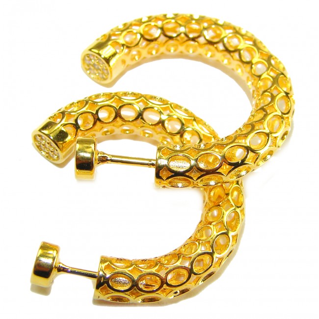 Black Label Collection - Dubai Style - Natural 22K Gold over .925 Sterling Silver handmade earrings