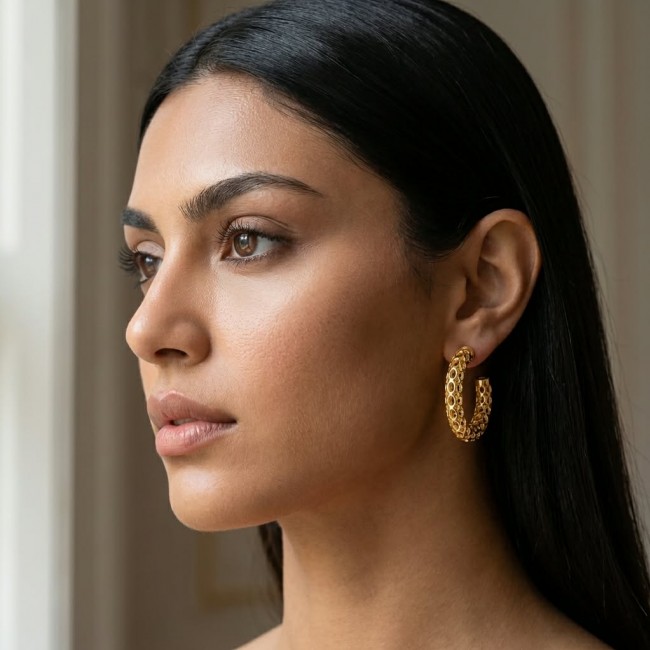 Black Label Collection - Dubai Style - Natural 22K Gold over .925 Sterling Silver handmade earrings