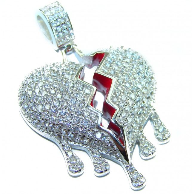 Melting Heart Luxurious 12.4 carat White Topaz .925 Sterling Silver handcrafted pendant - photo 4