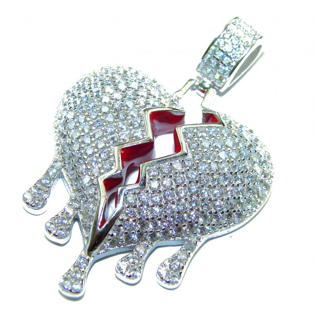 Melting Heart Luxurious 12.4 carat White Topaz .925 Sterling Silver handcrafted pendant - photo 3
