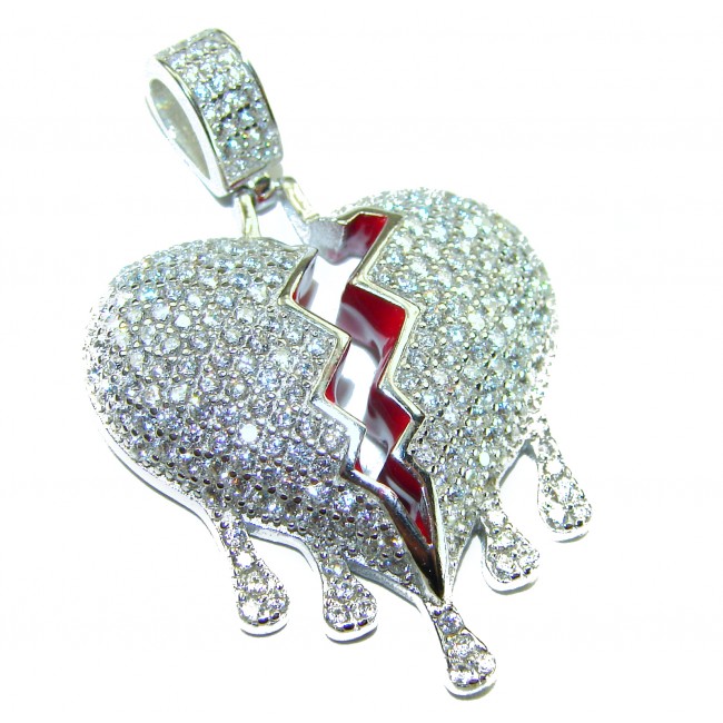 Melting Heart Luxurious 12.4 carat White Topaz .925 Sterling Silver handcrafted pendant - photo 2
