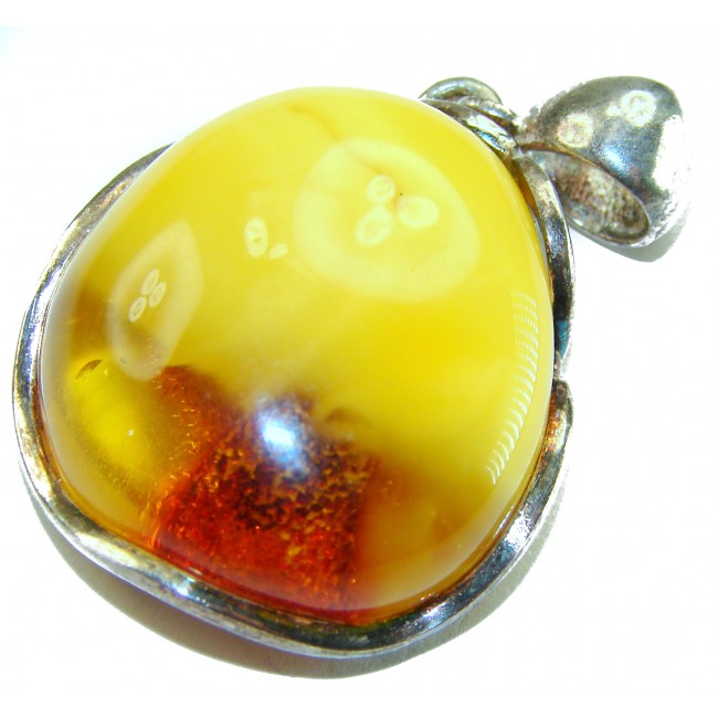 Sea Treasure Prehistoric Authentic Butterscotch Baltic Amber .925 Sterling Silver beautifully handcrafted Pendant
