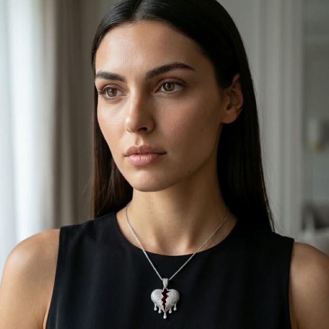 Melting Heart Luxurious 12.4 carat White Topaz .925 Sterling Silver handcrafted pendant - photo 1