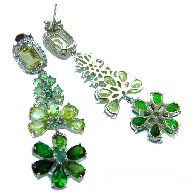 Magnificent Jewel - 12.5 carat Chrome Diopside .925 Sterling Silver handcrafted incredible earrings