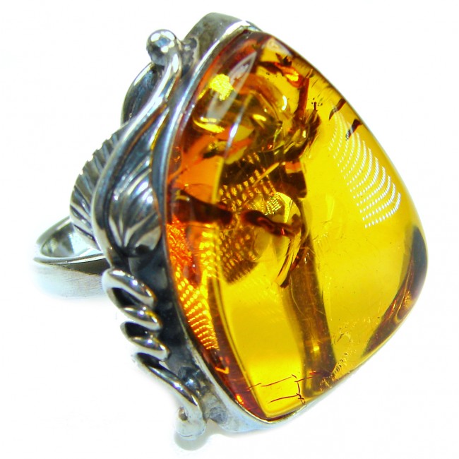 Beauty of the Sea - Natural Baltic Amber .925 Sterling Silver handcrafted ring; s. 7 adjustable