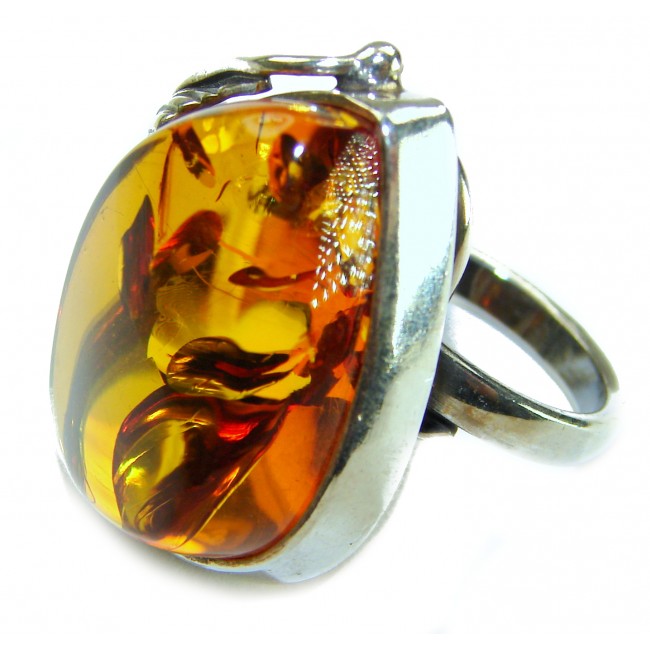 Beauty of the Sea - Natural Baltic Amber .925 Sterling Silver handcrafted ring; s. 7 adjustable