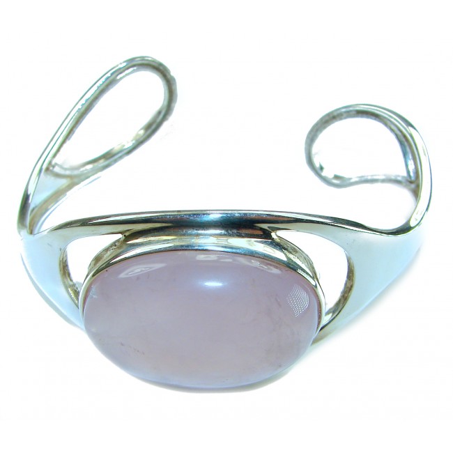 Genuine 51.5 carat Brazilian Rose Quartz .925 Sterling Silver handcrafted Bracelet / Cuff