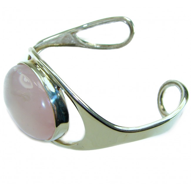 Genuine 51.5 carat Brazilian Rose Quartz .925 Sterling Silver handcrafted Bracelet / Cuff