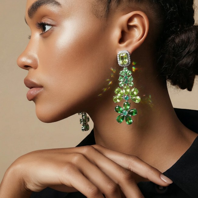 Magnificent Jewel - 12.5 carat Chrome Diopside .925 Sterling Silver handcrafted incredible earrings