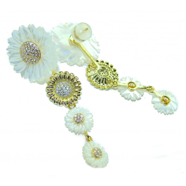 Sublime Flowers Blister Pearl 22K Gold over .925 Sterling Silver handcrafted Earrings - photo 2