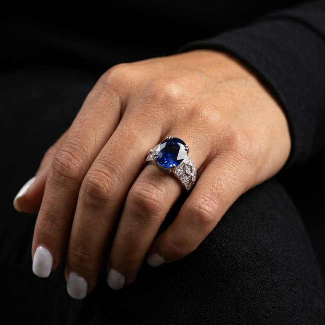 Authentic 9.5 carat Kyanite .925 Sterling Silver handcrafted Ring size 6