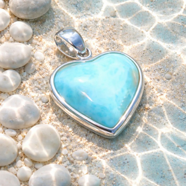 Angel's Heart amazing quality Larimar .925 Sterling Silver handmade pendant