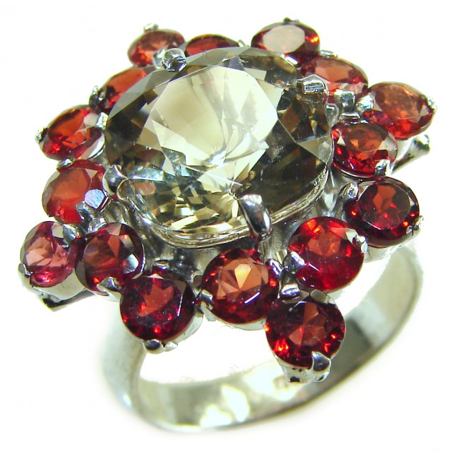 Serenity 10.5 carat Champagne Smoky Topaz .925 Sterling Silver HUGE Ring size 7 - photo 4