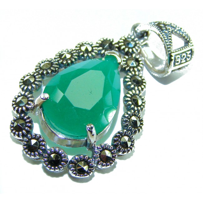 Stella - Very Unique authentic 10.5 carat Jade .925 Sterling Silver handcrafted pendant