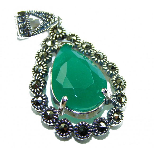 Stella - Very Unique authentic 10.5 carat Jade .925 Sterling Silver handcrafted pendant
