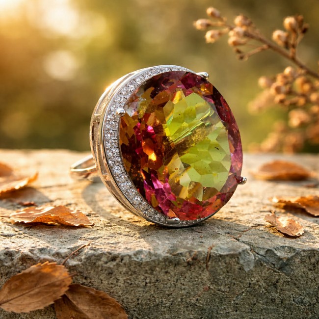 Precious 25.9 CARAT Alexandrite .925 Sterling Silver Statement HUGE Ring s. 7