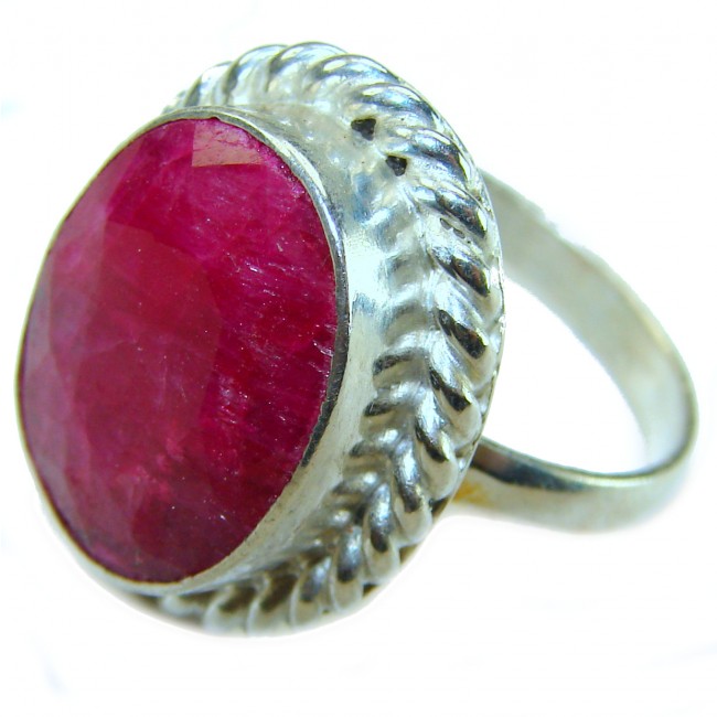 Authentic Ruby .925 Sterling Silver brilliantly handcrafted ring s. 8 1/4