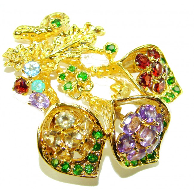 Summer Breeze Precious Multigem .925 Sterling Silver .925 Sterling Silver dipped in 18K Gold Pendant Brooch