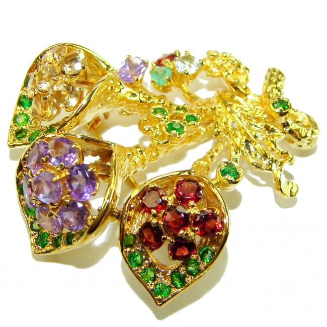 Summer Breeze Precious Multigem .925 Sterling Silver .925 Sterling Silver dipped in 18K Gold Pendant Brooch