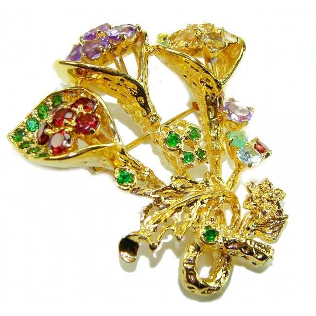 Summer Breeze Precious Multigem .925 Sterling Silver .925 Sterling Silver dipped in 18K Gold Pendant Brooch