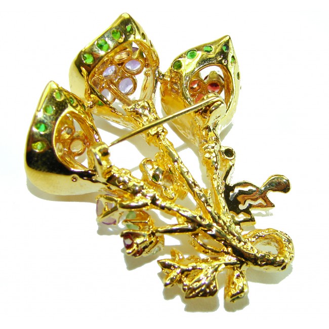 Summer Breeze Precious Multigem .925 Sterling Silver .925 Sterling Silver dipped in 18K Gold Pendant Brooch