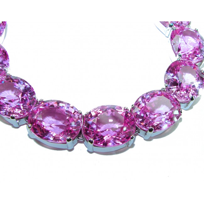 Tiffany - Deluxe 210.2 carat Pink Sapphire .925 Sterling Silver handmade Statement Necklace