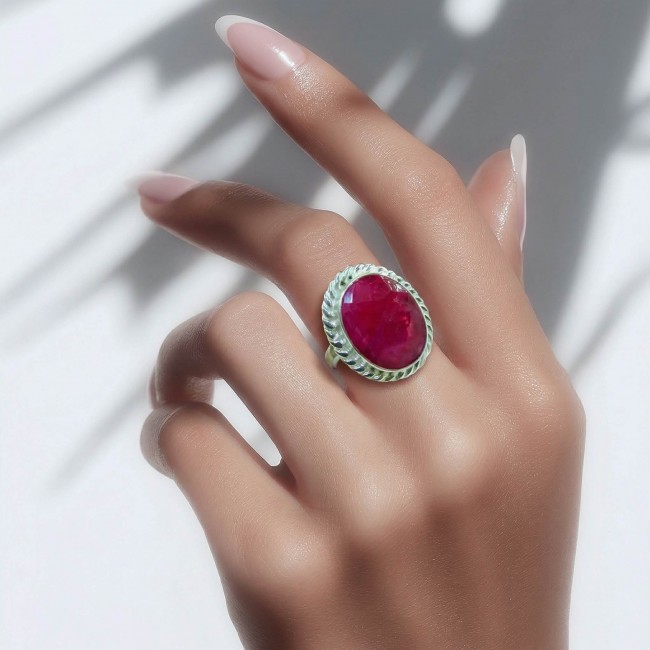 Authentic Ruby .925 Sterling Silver brilliantly handcrafted ring s. 8 1/4