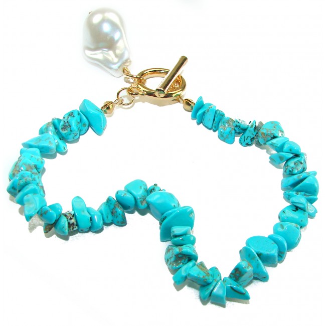 Beauty of Nature - natural turquoise 10K Gold over .925 Sterling Silver handmade Statement Bracelet