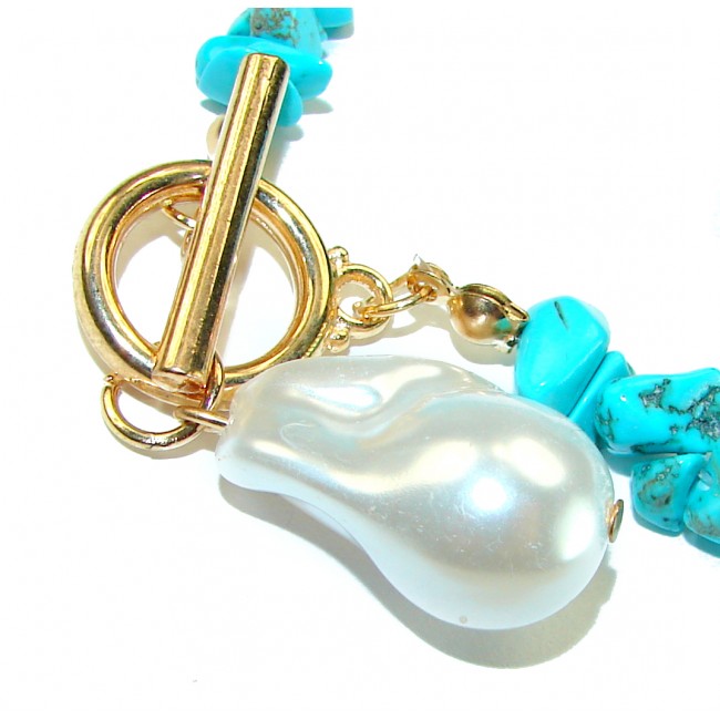Beauty of Nature - natural turquoise 10K Gold over .925 Sterling Silver handmade Statement Bracelet