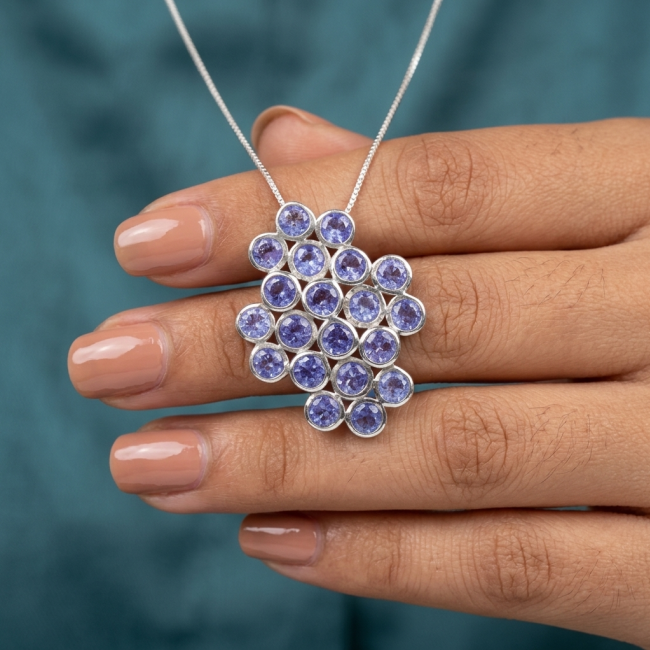 Giovanna - Authentic 10.9 carat Tanzanite .925 Sterling Silver handcrafted Pendant