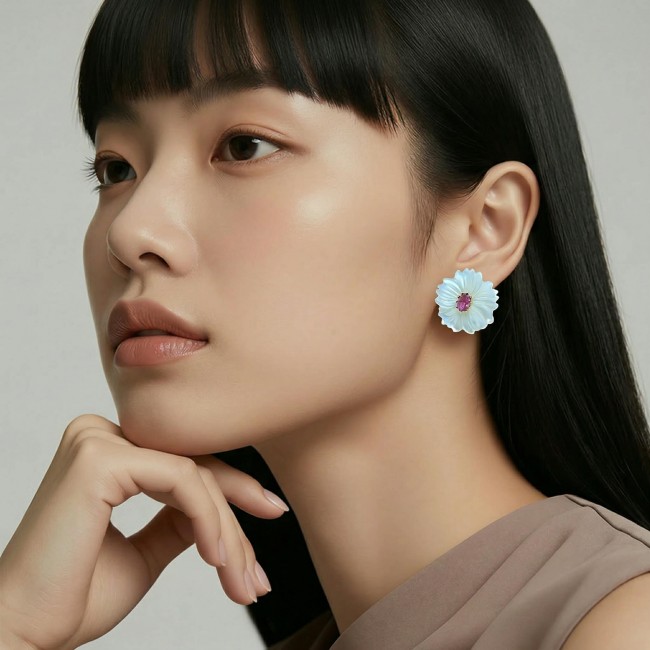 Genuine Blister Pearl 5.9 carat Pink Tourmaline .925 Sterling Silver handcrafted Large Statement Earrings