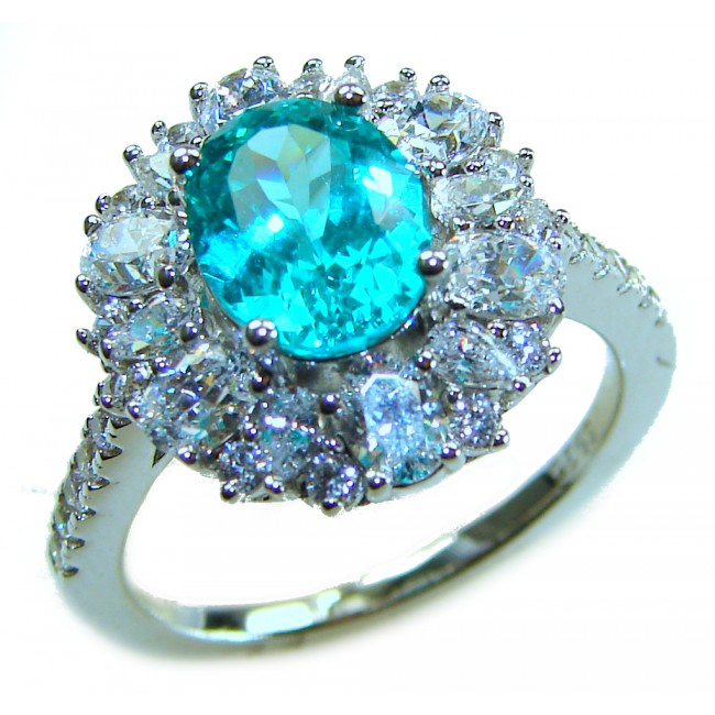 Eau Pure 3.5 carat Paraiba Tourmaline .925 Sterling Silver Handcrafted Ring size 8 1/4