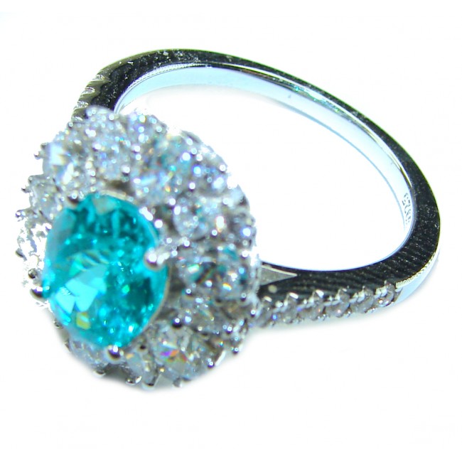 Eau Pure 3.5 carat Paraiba Tourmaline .925 Sterling Silver Handcrafted Ring size 8 1/4
