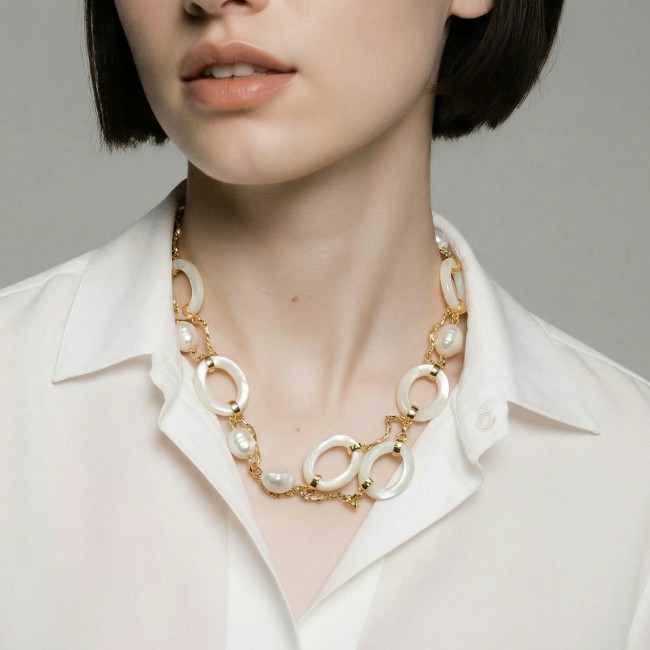 Precious White Blister Pearl 4K Gold over .925 Sterling Silver .925 Sterling Silver Necklace - photo 1