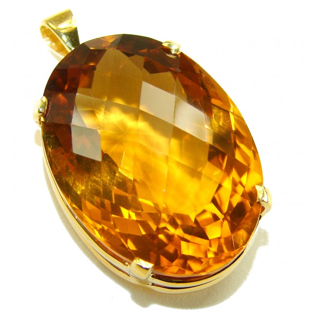 Luxury genuine 39.7 CARAT oval cut Champagne Topaz .925 Sterling Silver dipped in 22K Gold handmade Pendant - photo 6