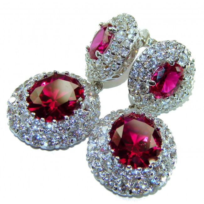 Luxurious natural 10.5 carat Red Topaz .925 Sterling Silver Perfectly handcrafted Earrings