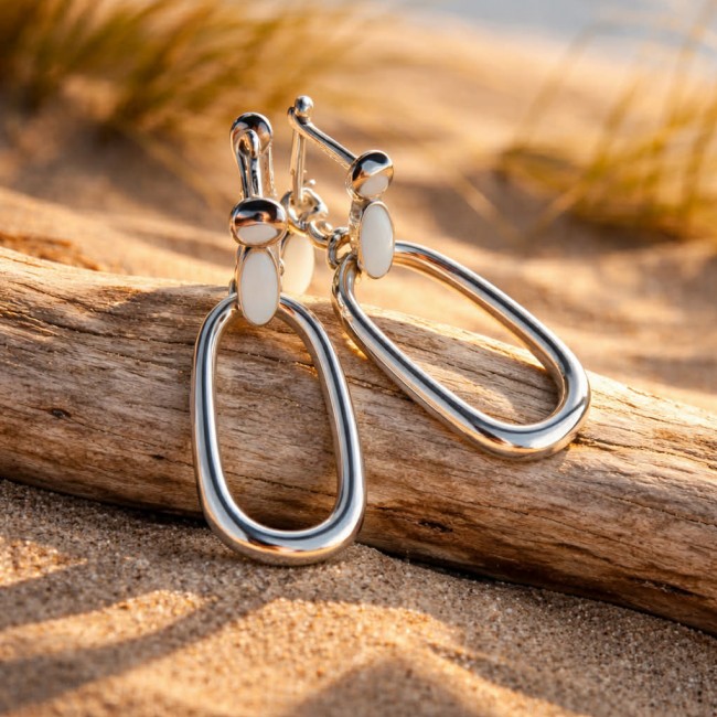 Modern design Blister Pearl .925 Sterling Silver handmade Bali made Earrings