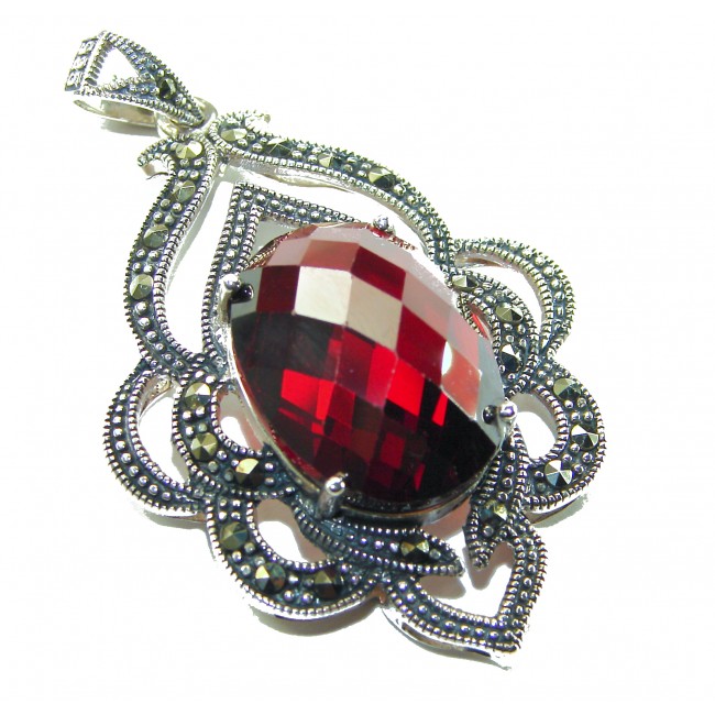Crimson Fire Authentic 12.4 carat Garnet .925 Sterling Silver brilliantly handcrafted pendant