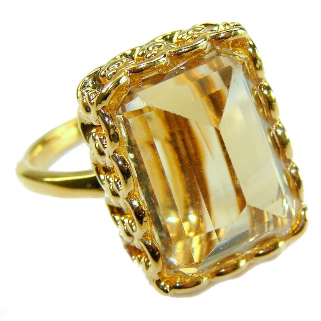 18.8 carat Genuine Lemon Quartz 14K Gold over .925 Sterling Silver handcrafted ring size 9 1/4 - photo 4