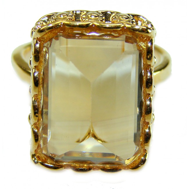 18.8 carat Genuine Lemon Quartz 14K Gold over .925 Sterling Silver handcrafted ring size 9 1/4 - photo 3