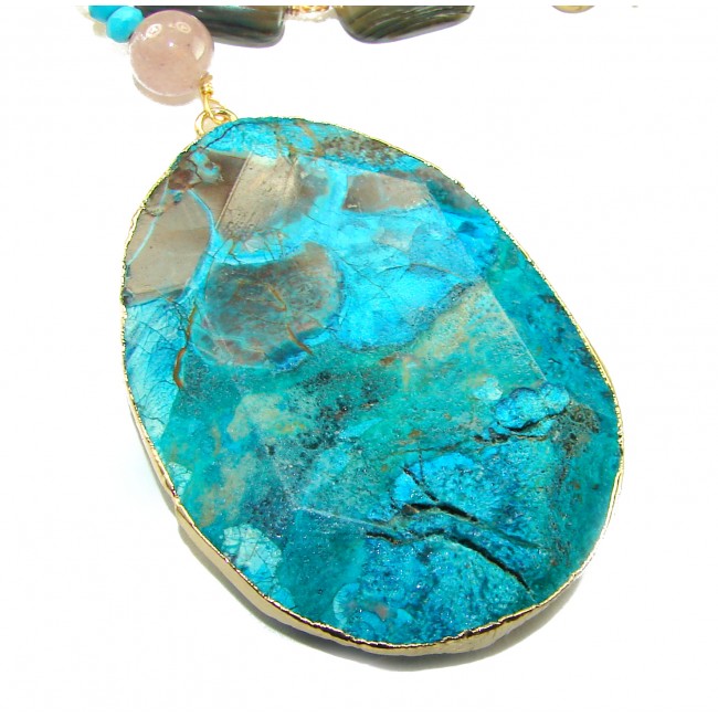Boho Style - Great quality Chrysocolla 10K Gold over .925 Sterling Silver handcrafted Necklace