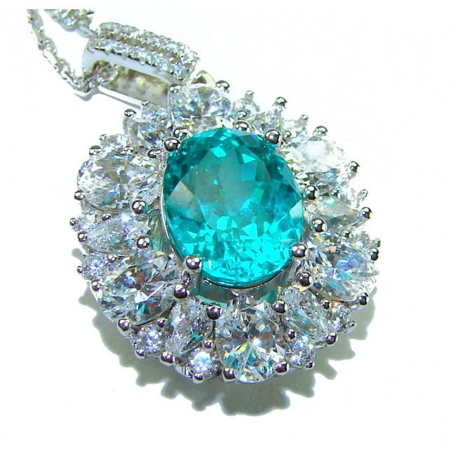 Wonderland 6.8 carat Paraiba Tourmaline .925 Sterling Silver Handcrafted Statement necklace
