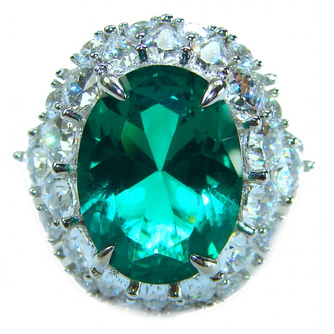 Green Royalty Natural 15.6 carat Chrome Diopside .925 Sterling Silver ring size 9