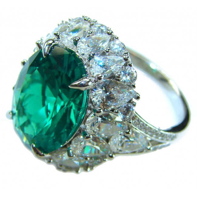 Green Royalty Natural 15.6 carat Chrome Diopside .925 Sterling Silver ring size 9