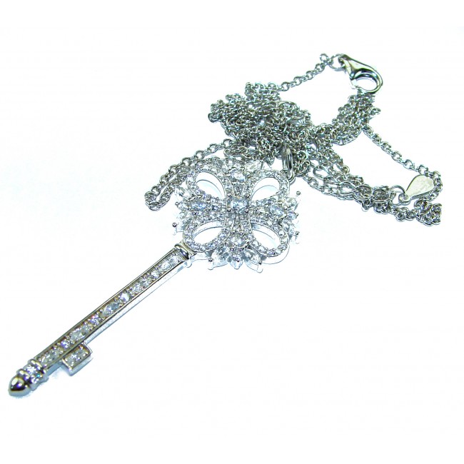 Very special Key - LUXURIUS 44.2 carat White Topaz .925 Sterling Silver handcrafted Necklace - photo 3