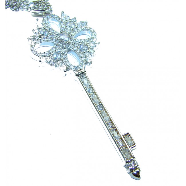 Very special Key - LUXURIUS 44.2 carat White Topaz .925 Sterling Silver handcrafted Necklace - photo 2