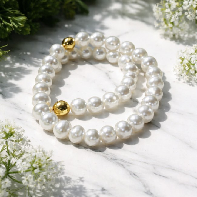 Baroque style 16 inches long Freshwater Pearl 10K Gold over .925 Sterling Silver handmade Necklace - photo 1