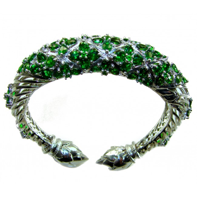 Elegant Authentic 20.5 carat Chrome Diopside .925 Sterling Silver handmade bangle Bracelet