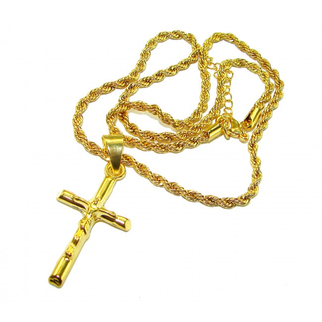 Precious Cross Genuine 14K Gold over .925 Sterling Silver handmade necklace